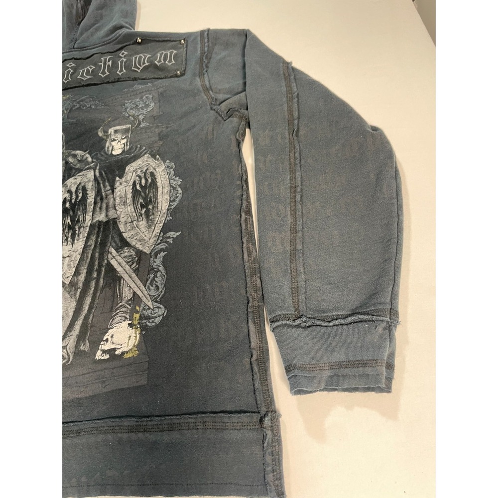 Y2K Affliction Vintage Goth‎ Knight Crusades USA Made Zip Up Hoodie Men's Size L - Picture 13 of 16